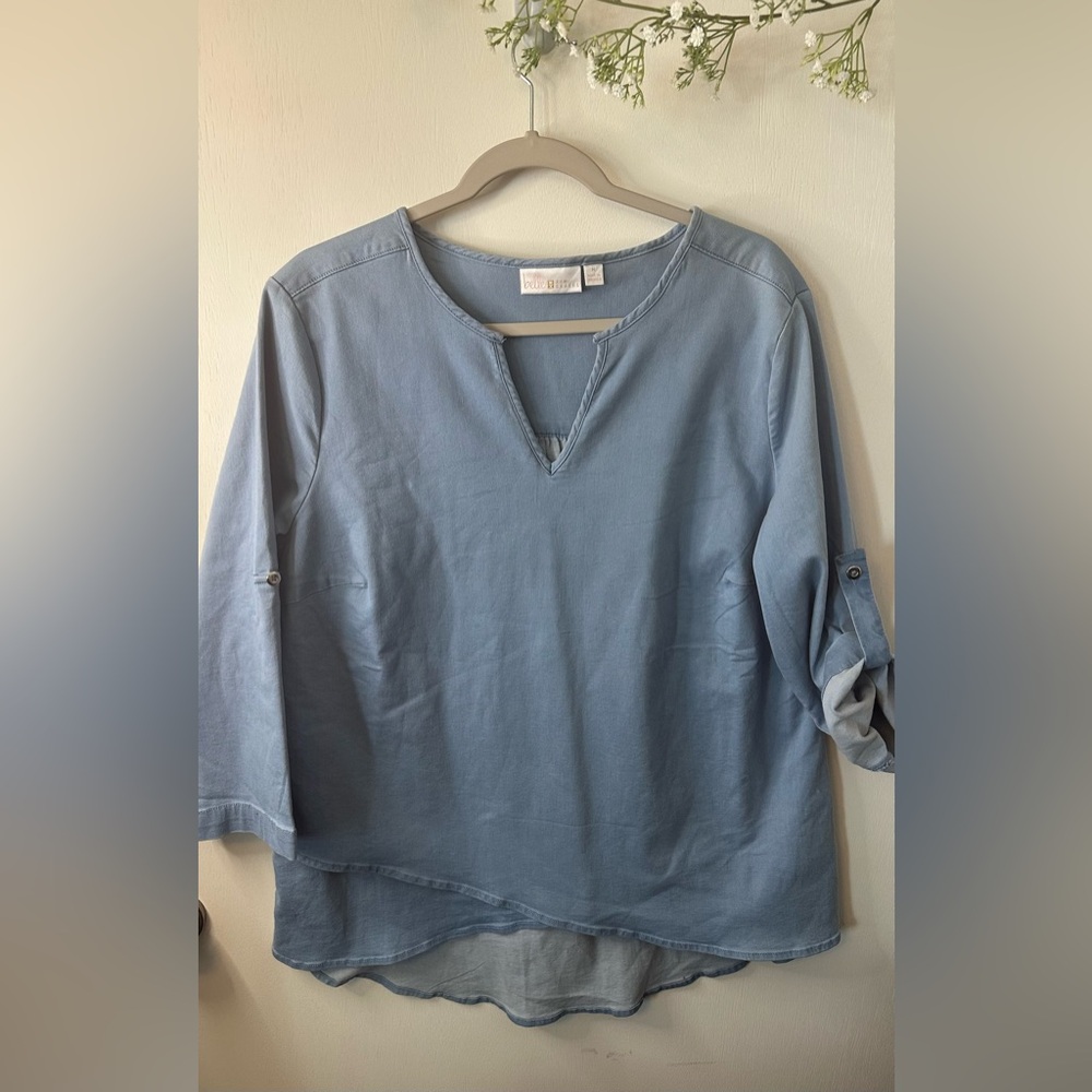 (A87)Kim Gravel | Chambray asymmetrical Hi/Low Top